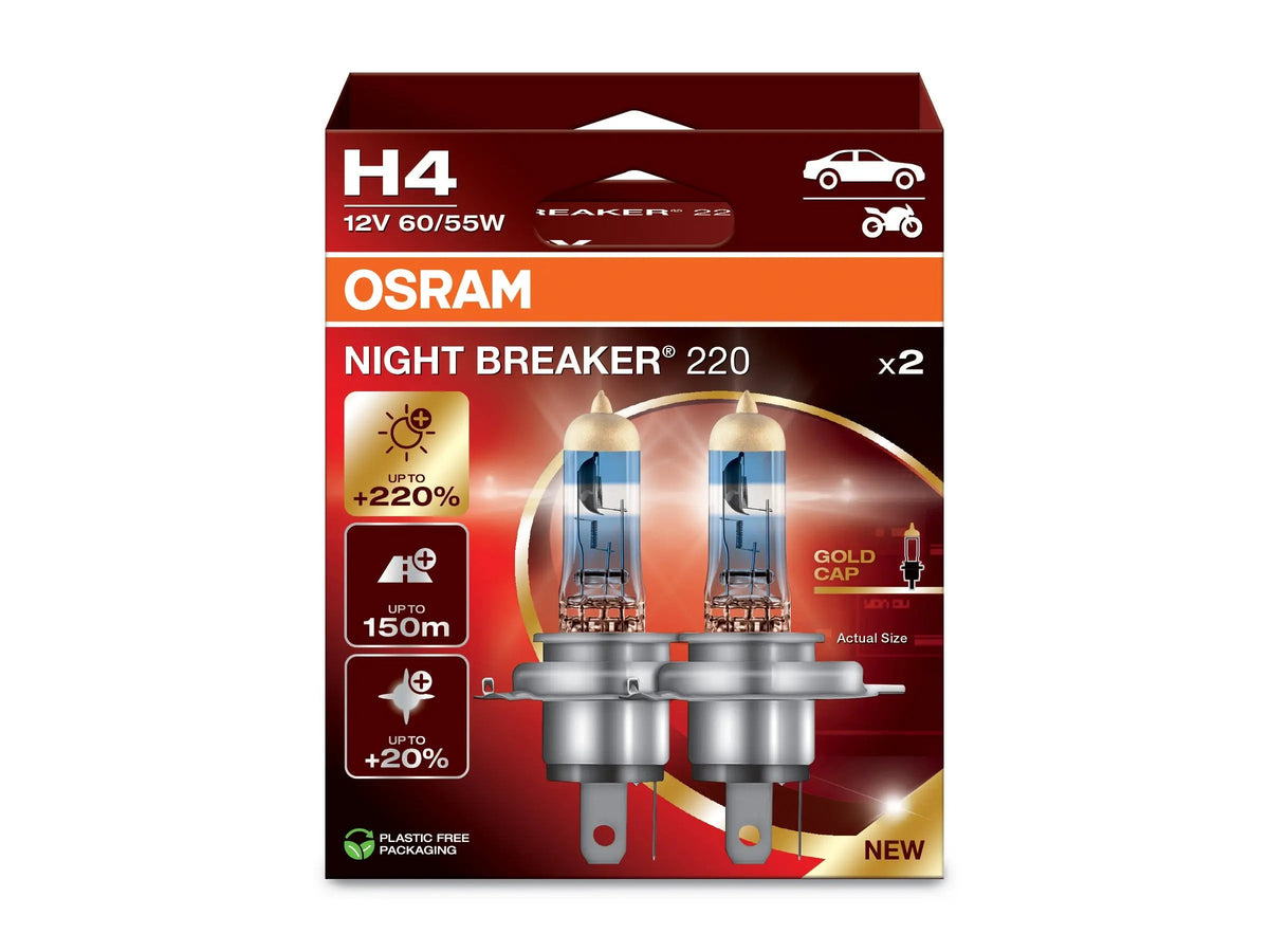 H4 12V 60/55W P43t OSRAM NIGHT BREAKER® 220 +220% Doppelpack